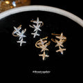 Gold and Silver Tone Crystal Star Ear Cuffs Statement Jewelry view 4