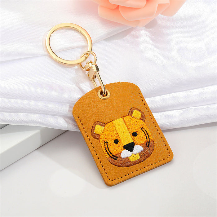 Embroidered Animal Card Holder Keychains with Rings and Snap Hooks