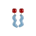Wavy Resin Drop Earrings in Blue Green Red and Amber view 5
