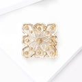 Pearl And Crystal Filigree Floral Brooch in Two Metal Tones view 4