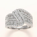 Leaf-Shaped Pave Extra-Wide Statement Ring In Silver Tone view 2
