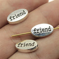 13x8x3mm 1.7g Antique Silver Zinc Alloy Oval FRIEND Loose Metal Round Letter Double Sided Beads for Bracelet Jewelry Mak
