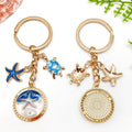 Six Blue Turtle Starfish Ocean Metal Keychain Designs view 2