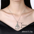 Silver Tone Green Crystal Christmas Tree Pendant Necklace view 4