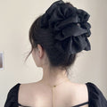 Oversized Layered Mesh Bow Hair Claw in Black or Ivory view 3