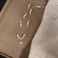 Silver Tone Pearl and Star Layered Pendant Necklace view 2