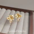 Gold Tone Champagne Stone Flower And Clear Round Stud Earrings view 4