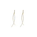 Gold Tone Crossing Wire Minimalist Long Stud Earrings view 5