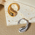 Teardrop Open Band Rings Gold And Steel Polished Metal view 3