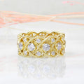 Gold Silver Lattice Clear Stone Wide Band Ring Sizes 6-10 view 6