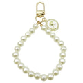 Pearl Loop Rose Medallion Bag Charms in White and Pink view 5