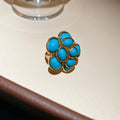 Gold Turquoise Resin Flower Studs Cluster Ring Bead Ring view 6