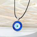 Round Blue Evil Eye Cord Necklace and Split Ring Keychain view 2