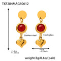 Gold Disc Czech Glass Heart Drop Earrings Multi Colors view 11