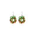 Colorful Beaded Christmas Wreath Long Hook Earrings view 5
