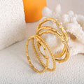 Gold Steel Bamboo Bead Pearl Zircon Open Cuff Bracelets view 2