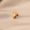 Skeleton Hand Stainless Steel Barbell Stud Earrings in Three Finishes view 4