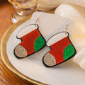 Christmas Stocking and Santa Face Novelty Hook Earrings view 6