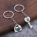 Four-Leaf Clover Heart Lock And Key Metal Keychain Pair view 4