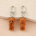 Flocked Mini Cat Figure Keychains Silver Clips 6 Colors view 10