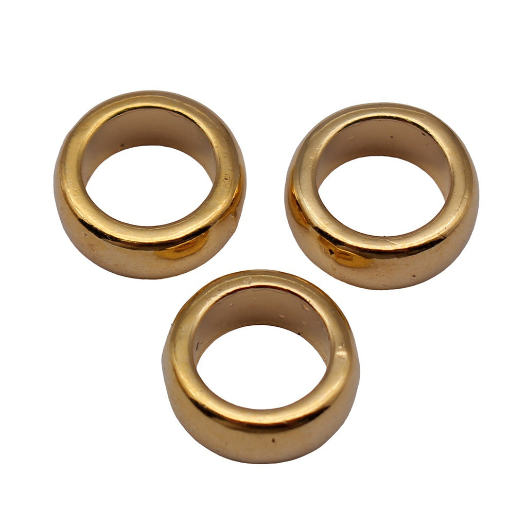 11x11x4.6mm 1.4g Bright Gold Zinc Alloy Smooth Large Hole Spacer Beads for Bracelet Necklace Jewelry Making