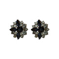 Gray and Black Crystal Floral Cluster Stud Earrings view 5