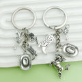 Western Cowboy Charm Keychains Featuring Silver Heart Across 30 Pictured Variations view 2