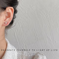 Gold Tone Mini White Pearl Cluster Flower Stud Earrings view 3