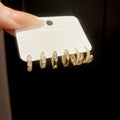 Crystal Twisted Mini Hoop Earring Six Pair Sets Gold Silver view 1