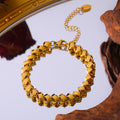 Gold Geometric Cube Link Chain Necklace And Bracelet Set view 4