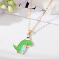 Gold and Silver Tone Christmas Dinosaur Pendant Necklaces view 2