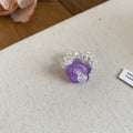 Clear Bead Stretch Flower Rings Purple Or Light Blue view 6