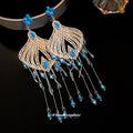 Filigree Fan Beaded Tassel Earrings in Polished Statement Design view 4