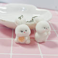 White Plush Bunny Keychains Heart Lobster Clasp 2 Styles view 1