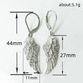 Silver Tone Crystal Feather Wing Drop Earrings Polished Jewelry Accessory view 4