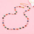 Multicolor Heart Evil Eye Gold Chain Bracelet Necklace view 3