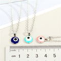 Silver Tone Round Resin Evil Eye Pendant Necklaces in Three Colors view 2