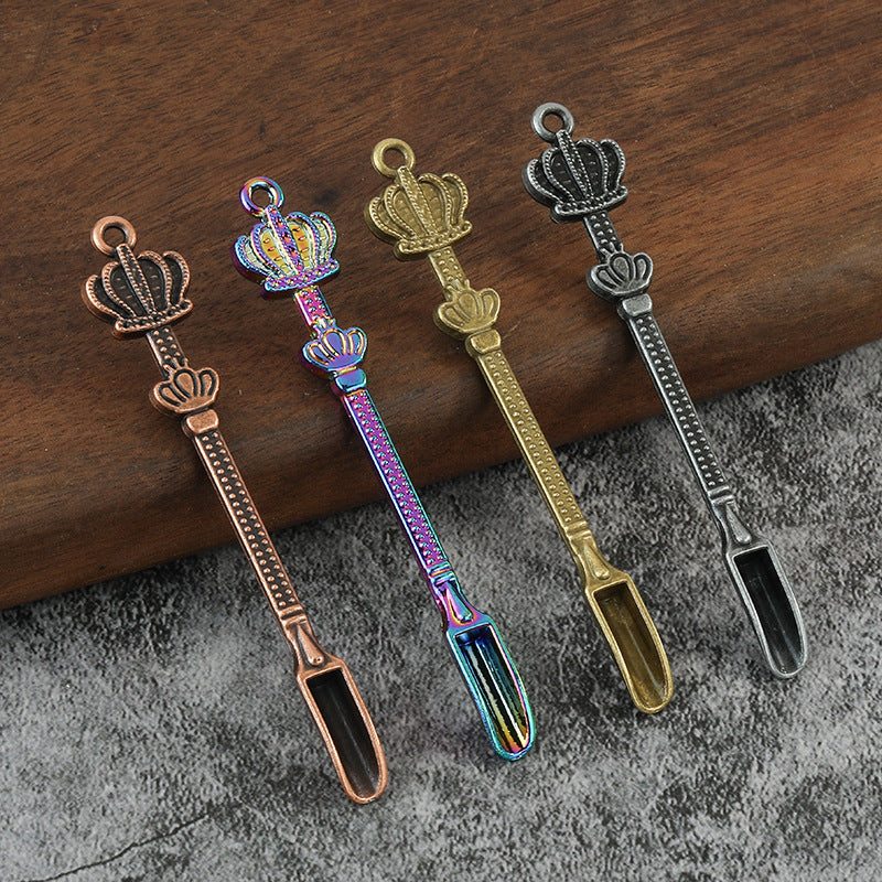 Crown Metal Spoon Keychain Decorative Pocket Tool Accessory
