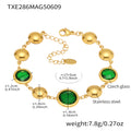 Gold Bead Czech Glass Station Bracelet Round Links view 8