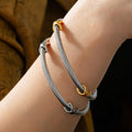 Twisted Cable Open Cuff Bangles Gold Accent Or Steel view 3
