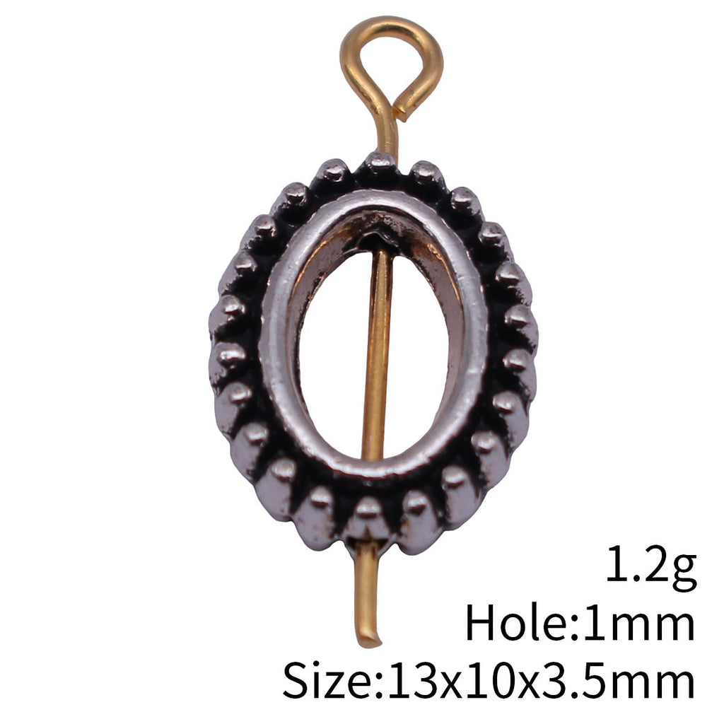 13x10x3.5mm 1.2g Multicolor Zinc Alloy Oval Ring Dotted Frame Loose Metal Beads for Jewelry Making