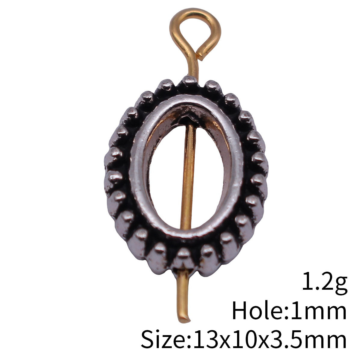13x10x3.5mm 1.2g Multicolor Zinc Alloy Oval Ring Dotted Frame Loose Metal Beads for Jewelry Making