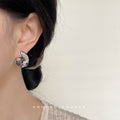 Ribbed Spiral Metal Stud Earrings Silver and Gold Tones view 3