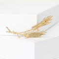 Gold Twin Wheat Ear Brooch Marquise Crystal Grain Pin view 3