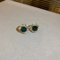 Eight Style Green and Clear Crystal Hoop Statement Earrings view 12
