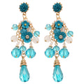 Blue Floral Crystal Teardrop Stud Earrings Jewelry Accessory view 5