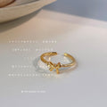 Gold Tone Sculpted Ribbon Bow Open Adjustable Ring For Women view 1