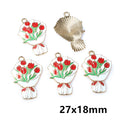 Floral Bouquet Enamel Alloy Charms in Pink and Red view 7