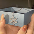 Silver Tone Clear Stone Snowflake Pendant Necklace view 2