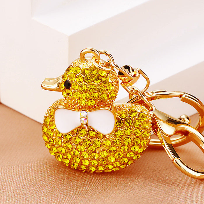Jeweled Duck Keychains in Crystal and Pearl Accent Body Styles